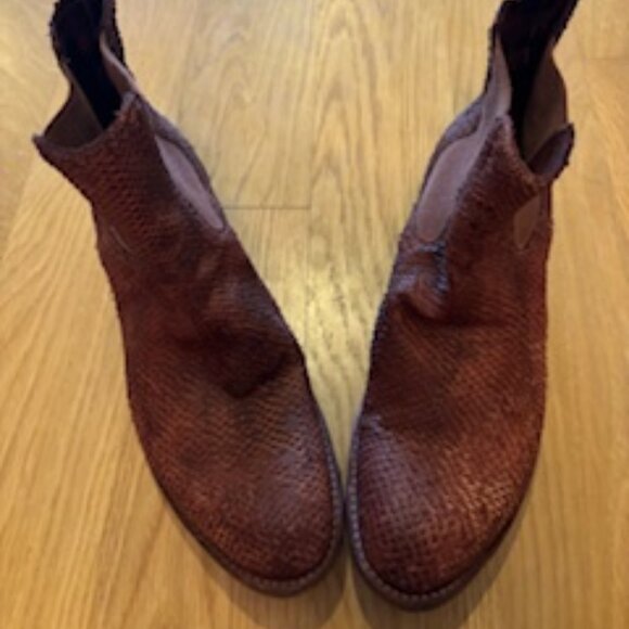 SHOTO Brick Red Western Chelsea Leather Boots - Picture 5 of 14
